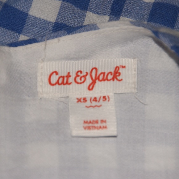 New CAT & JACK Blue+White Gingham Plaid Dress - Picture 5 of 7